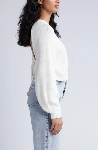 Open Edit Open Back Crewneck Sweater In Ivory