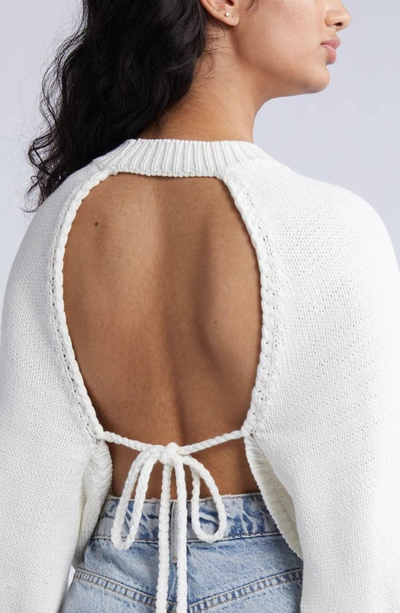 Open Edit Open Back Crewneck Sweater In Ivory