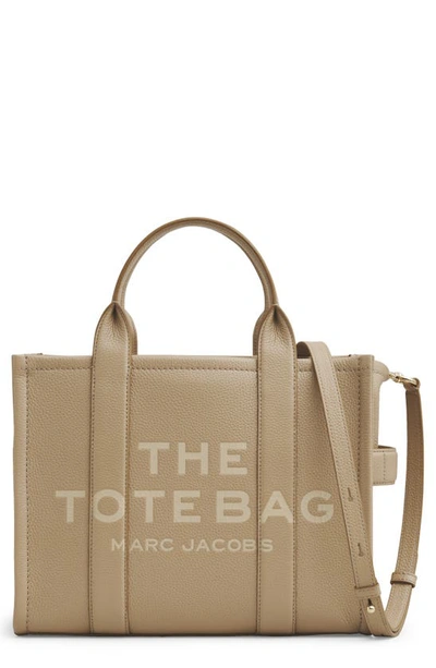 Shop Marc Jacobs The Leather Medium Tote Bag In Camel