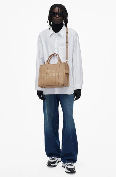 Shop Marc Jacobs The Leather Medium Tote Bag In Camel