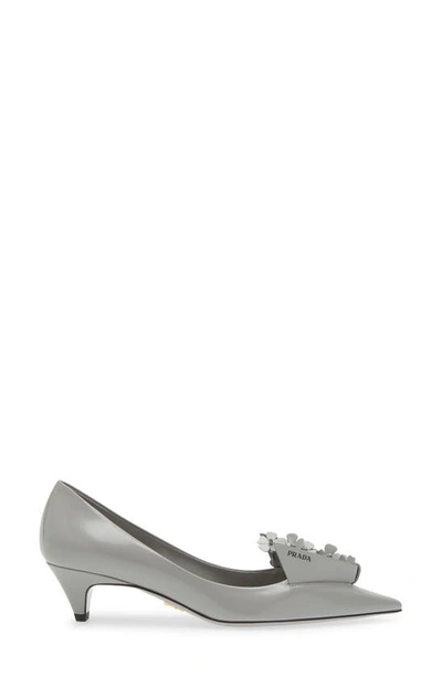 Shop Prada Bunny Flora Kitten Heel Pointed Toe Pump In Grey