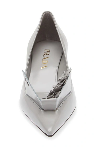 Shop Prada Bunny Flora Kitten Heel Pointed Toe Pump In Grey