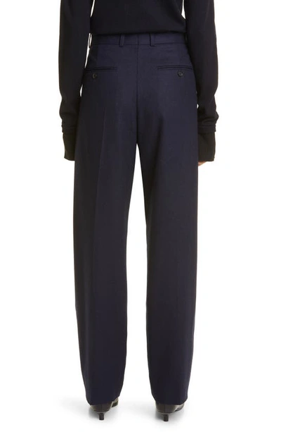 Shop Totême Double Pleat Tailored Recycled Wool Blend Pants In Navy