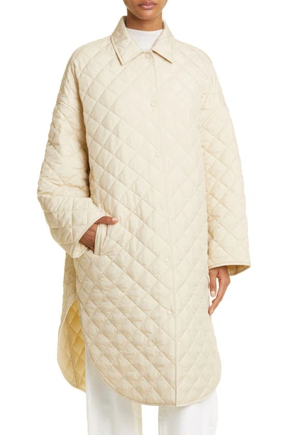 Shop Totême Water Repellent Quilted Cocoon Coat In Stone