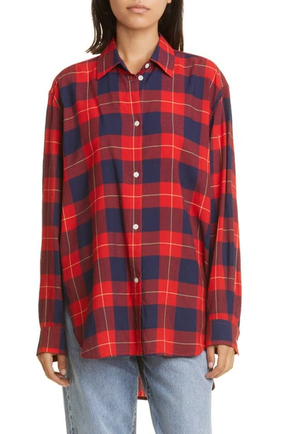 Shop Totême Tartan Oversize Button-up Shirt In Red Check