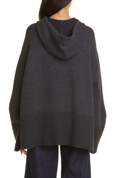 Shop Totême Signature Wool & Organic Cotton Hooded Sweater In Charcoal Melange