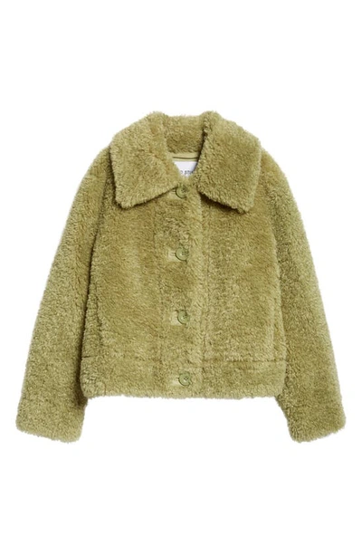 Shop Stand Studio Melina Faux Shearling Jacket In Sage Green