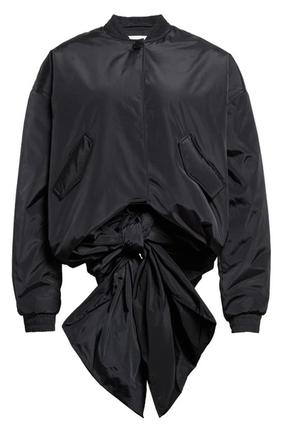 Shop Cecilie Bahnsen Ubon Bow Back Recycled Taffeta Bomber Jacket In Black