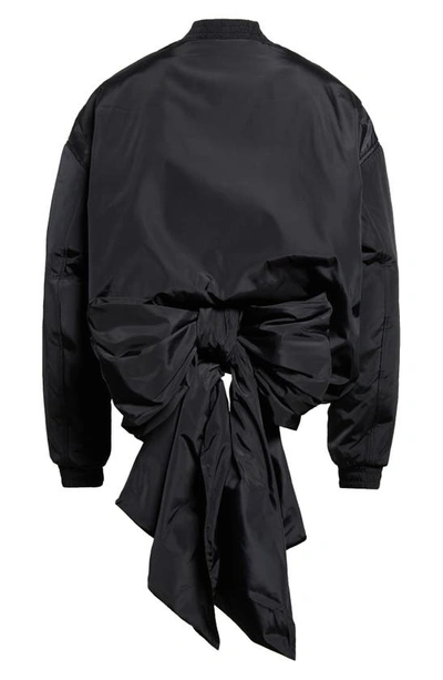 Shop Cecilie Bahnsen Ubon Bow Back Recycled Taffeta Bomber Jacket In Black