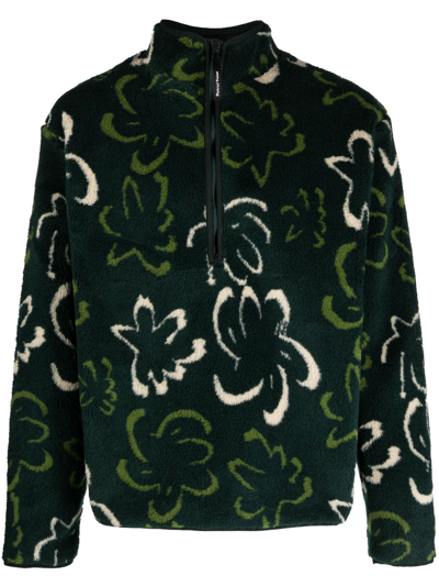 Shop District Vision Green Printed Fleece Sweatshirt