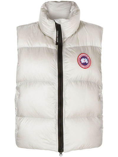 Shop Canada Goose White Cypress Logo-patch Padded Gilet - Women's - Duck Down/polyamide/duck Feathers In Silver