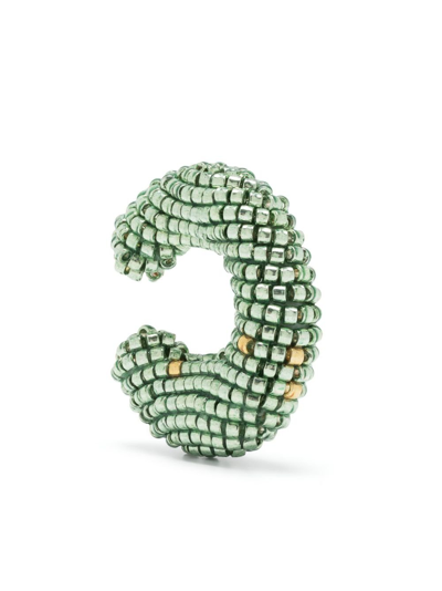 Shop Susana Vega Gold-plated Ora Beaded Single Ear Cuff In Green