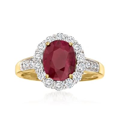 Shop Ross-simons Burmese Ruby And . Diamond Ring In 18kt Yellow Gold In Red