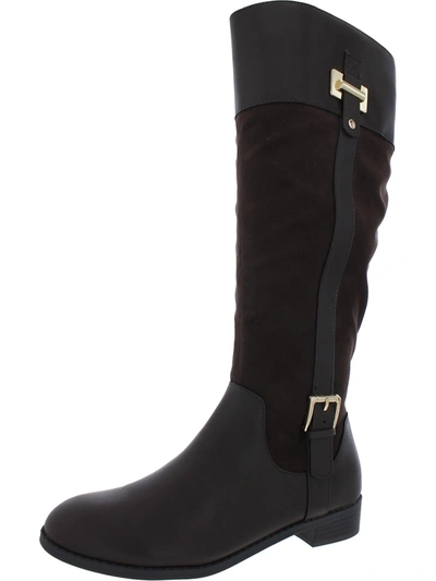 Shop Karen Scott Womens Faux Leather Zipper Knee-high Boots In Gold