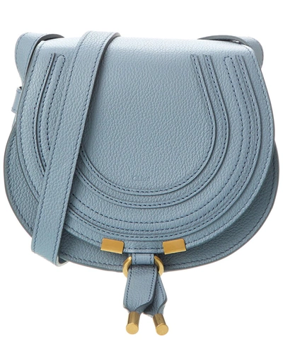 Shop Chloé Marcie Small Leather Saddle Bag In Blue