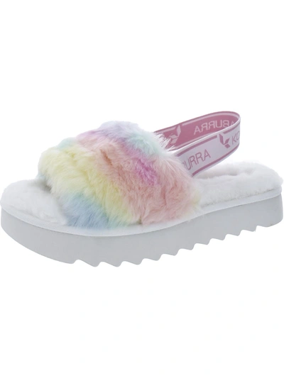 Shop Koolaburra Fuzz'n Ii Pastel Womens Faux Fur Slip-on Slingback Slippers In Multi