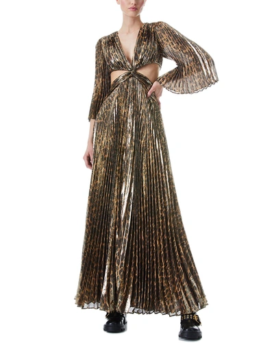 Shop Alice And Olivia Bahama Silk-blend Maxi Dress In Brown