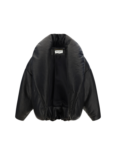 Saint Laurent Casual Leather Bomber Jacket In Noir