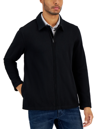 Shop Alfani Zip-front Harrington Jacket, Created For Macy's In Deep Black