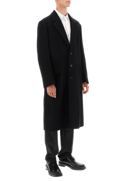 Shop Valentino Single-breasted Wool Coat In Black