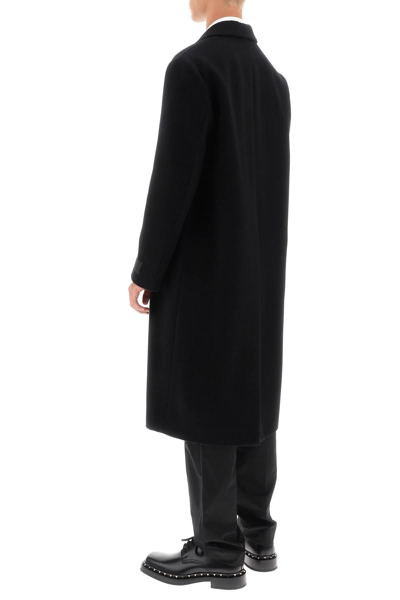 Shop Valentino Single-breasted Wool Coat In Black