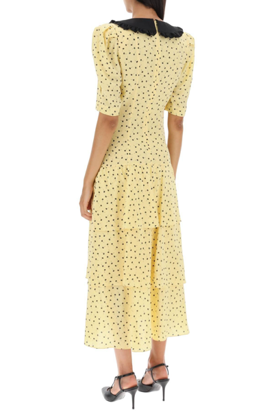 Shop Alessandra Rich Floral Dress With Contrasting Collar In Yellow