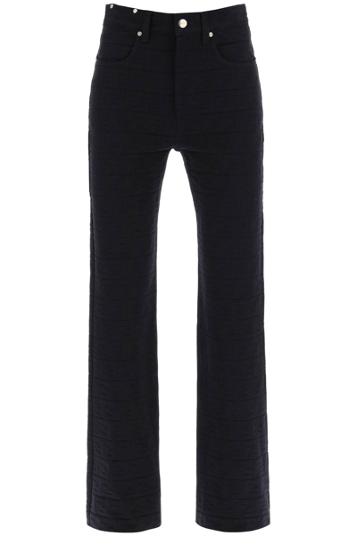 Shop Fendi Jacquard Denim Jeans With Ff Pattern In Black