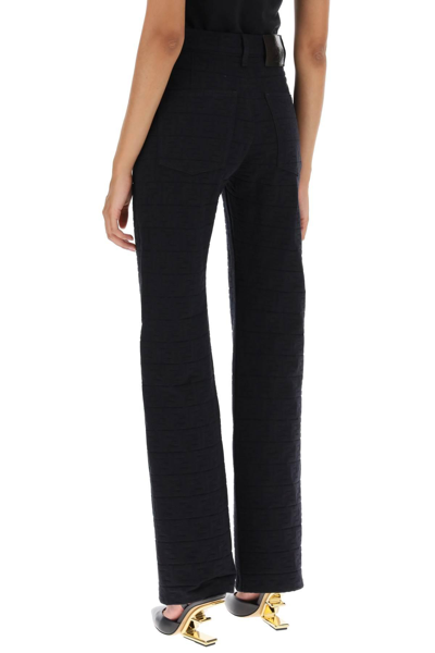 Shop Fendi Jacquard Denim Jeans With Ff Pattern In Black