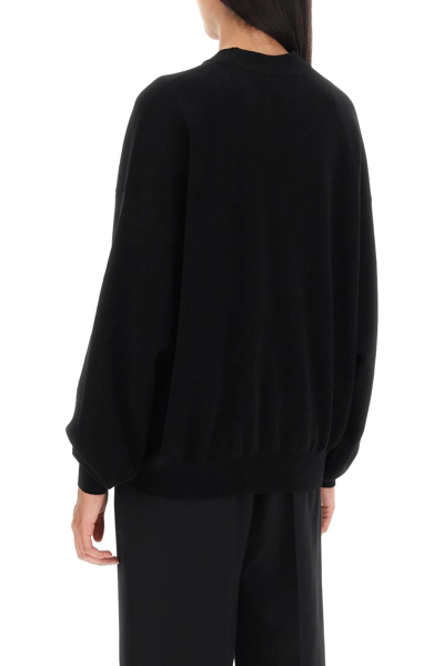Shop Alexander Wang Crew-neck Sweater With Embossed Logo In Black