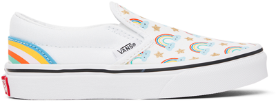 Shop Vans Kids White Classic Slip-on Little Kids Sneakers In Rad Rainbow True Whi