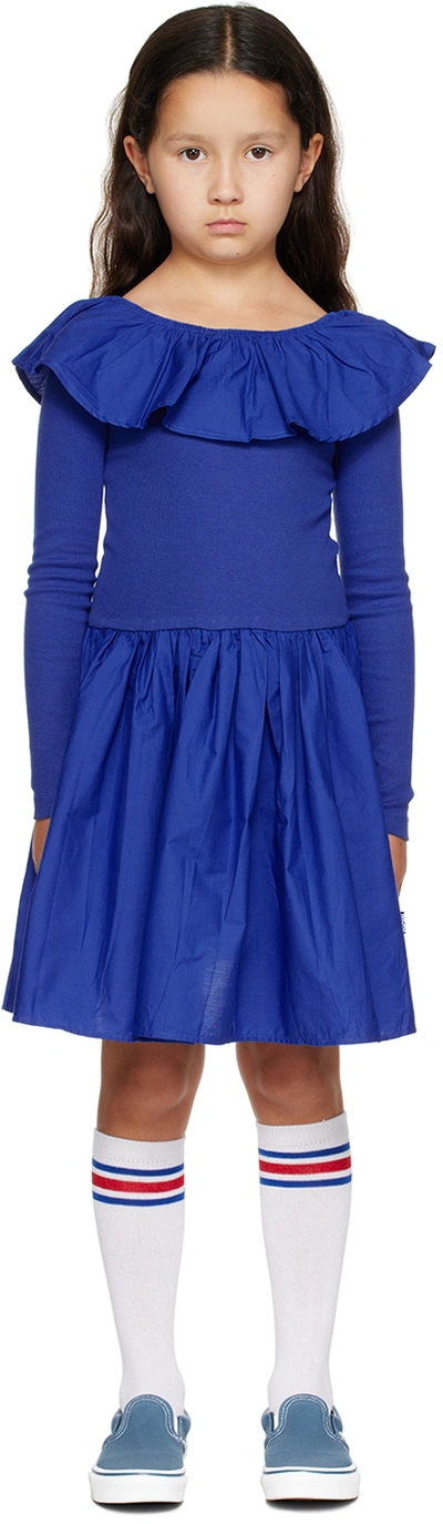 Shop Molo Kids Blue Cille Dress In 8777 Twillight Blue
