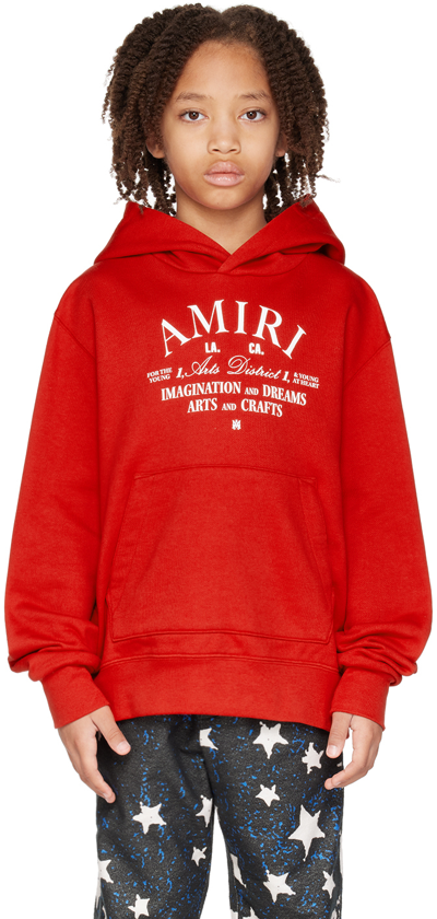 Shop Amiri Kids Red 'arts District' Hoodie In Red-cotton Terry