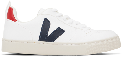 Shop Veja Kids White & Navy V-10 Sneakers In White_cobalt