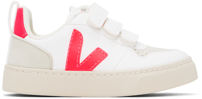Shop Veja Baby White & Red V-10 Sneakers In White_rose-f