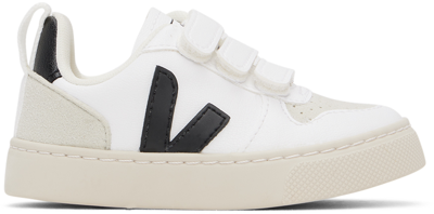 Shop Veja Baby White & Black V-10 Sneakers In White_black