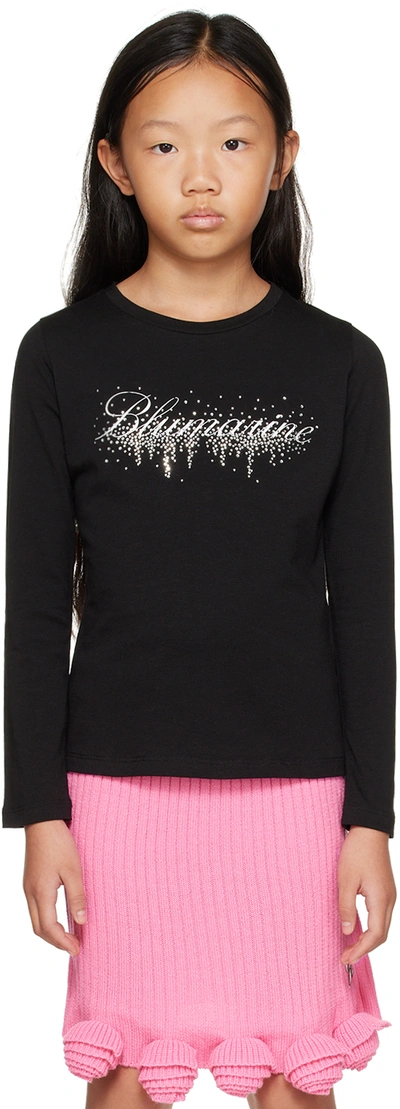 Shop Miss Blumarine Kids Black Crystal Long Sleeve T-shirt In Nero