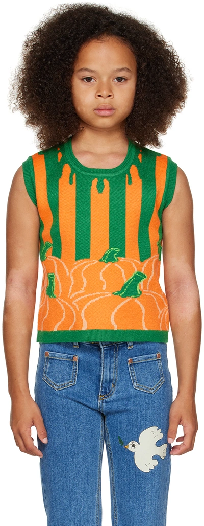 Shop Helmstedt Ssense Exclusive Kids Orange & Green Ami Vest In Halloween Orange