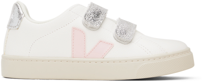 Shop Veja Kids White & Silver Esplar Sneakers In Extra-white_p
