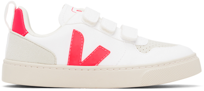 Shop Veja Kids White & Red V-10 Sneakers In White_rose-f