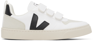 Shop Veja Kids White & Black V-10 Sneakers In White_black