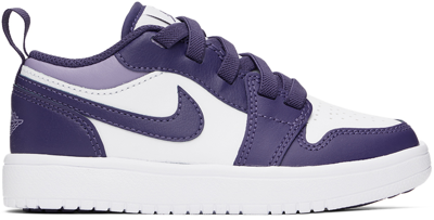 Shop Nike Kids Purple Jordan 1 Low Alt Little Kids Sneakers In Purple/purple-white
