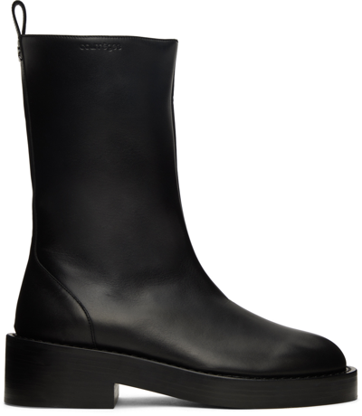 Courrèges Courreges Black Leather Ankle Boots In Black