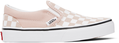 Shop Vans Kids Pink Classic Slip-on Checkerboard Little Kids Sneakers In Rose Smoke
