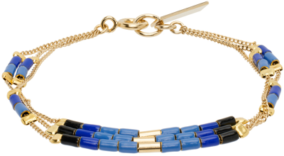 Shop Isabel Marant Gold & Blue New Color Stripe Bracelet In 30te True Blue