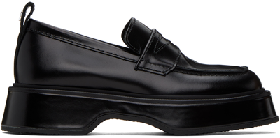 Shop Ami Alexandre Mattiussi Black Square Toe Loafers In Wool Tricotine Black