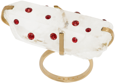 Shop Marni Gold Dice Ring In 00w09 Glass