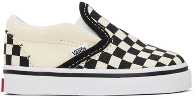 Shop Vans Baby Off-white & Black Classic Slip-on Sneakers In Black & White Checke