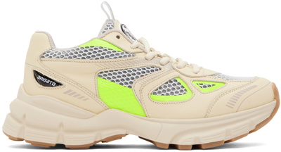 Shop Axel Arigato Beige Marathon Sneakers In Yellow/neon