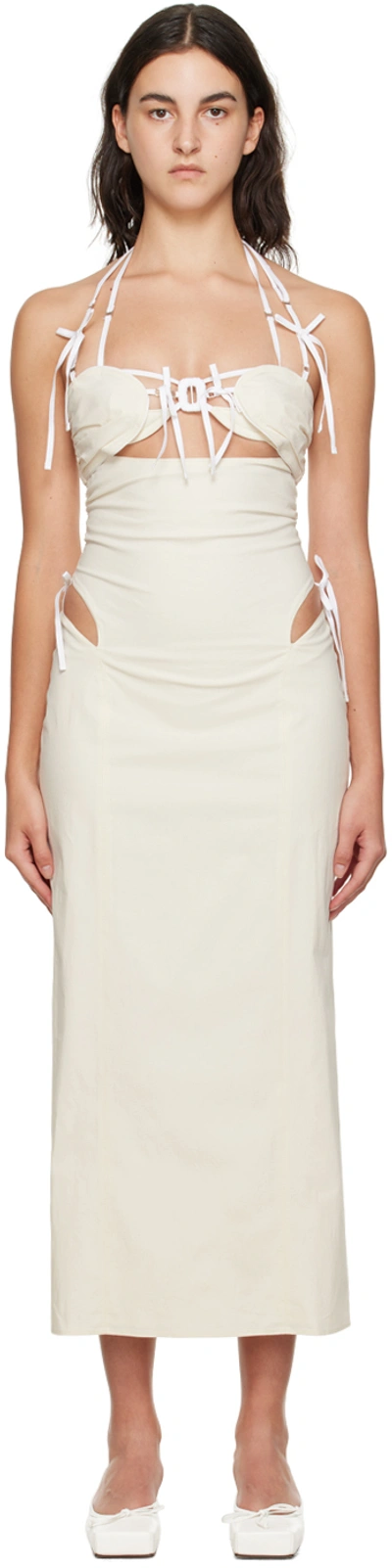 Shop Jacquemus Off-white Le Chouchou 'la Robe Ruban' Maxi Dress In 100 White