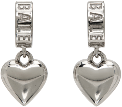 Shop Balenciaga Silver Sharp Heart Earrings In 0668 Silver